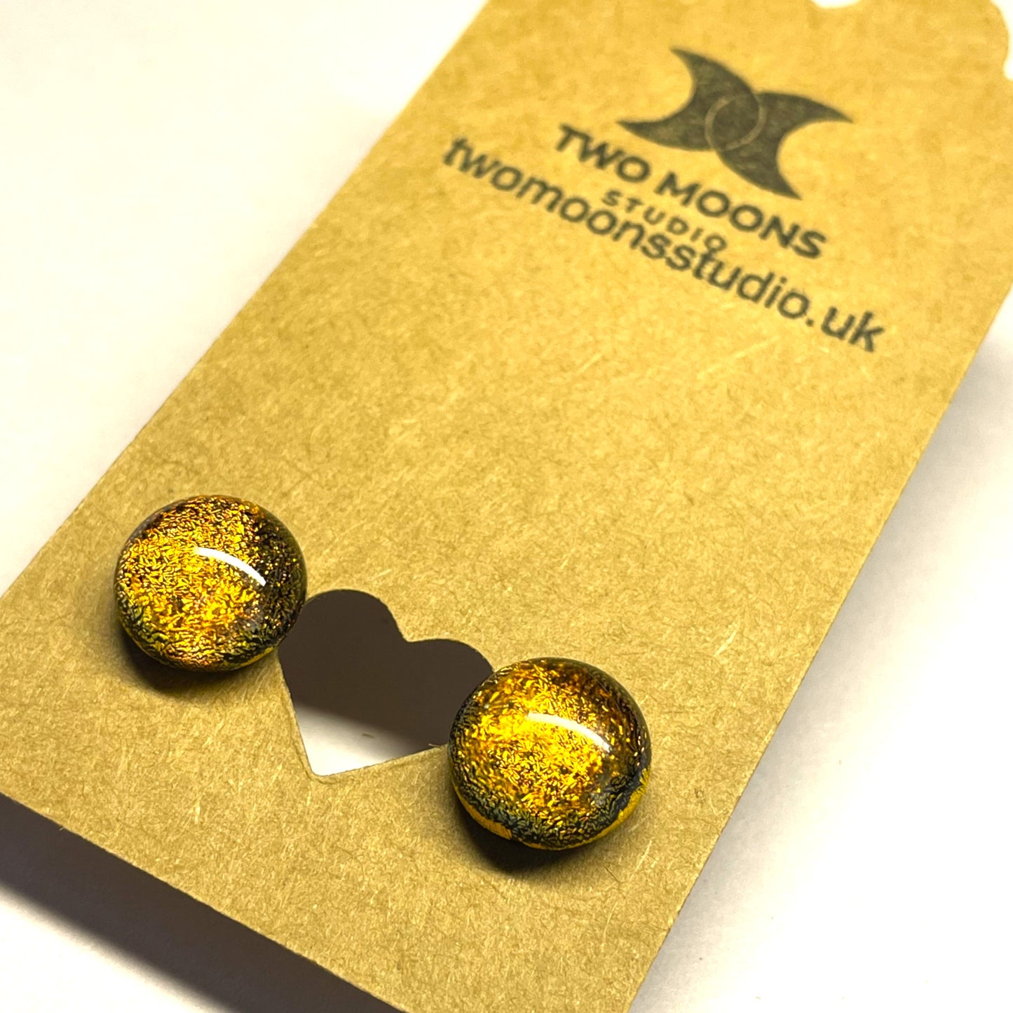 Tiger's Eye Gold and Copper Dichroic Glass Stud Earrings
